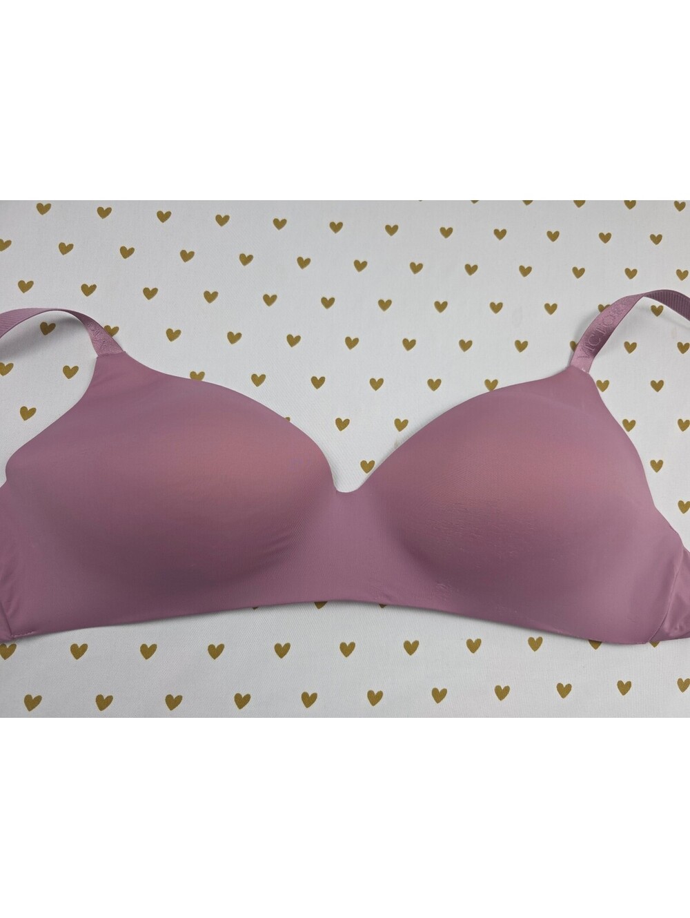 Victorias Secret Logo Strap Rose T Shirt Lightly Lined Wireless Bra 38D